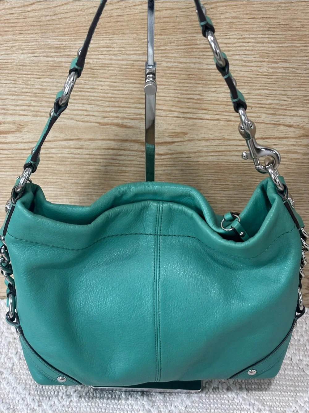 Coach Vintage MEDIUM Carly Green Leather Shoulder Bag